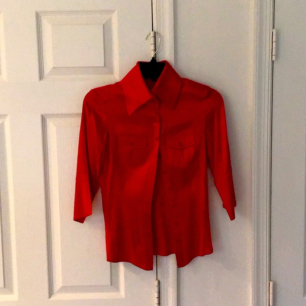 Bebe red silk blouse XS